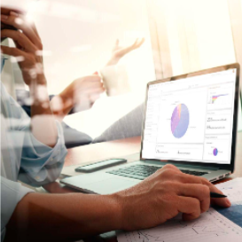 Employee using ATS software on laptop